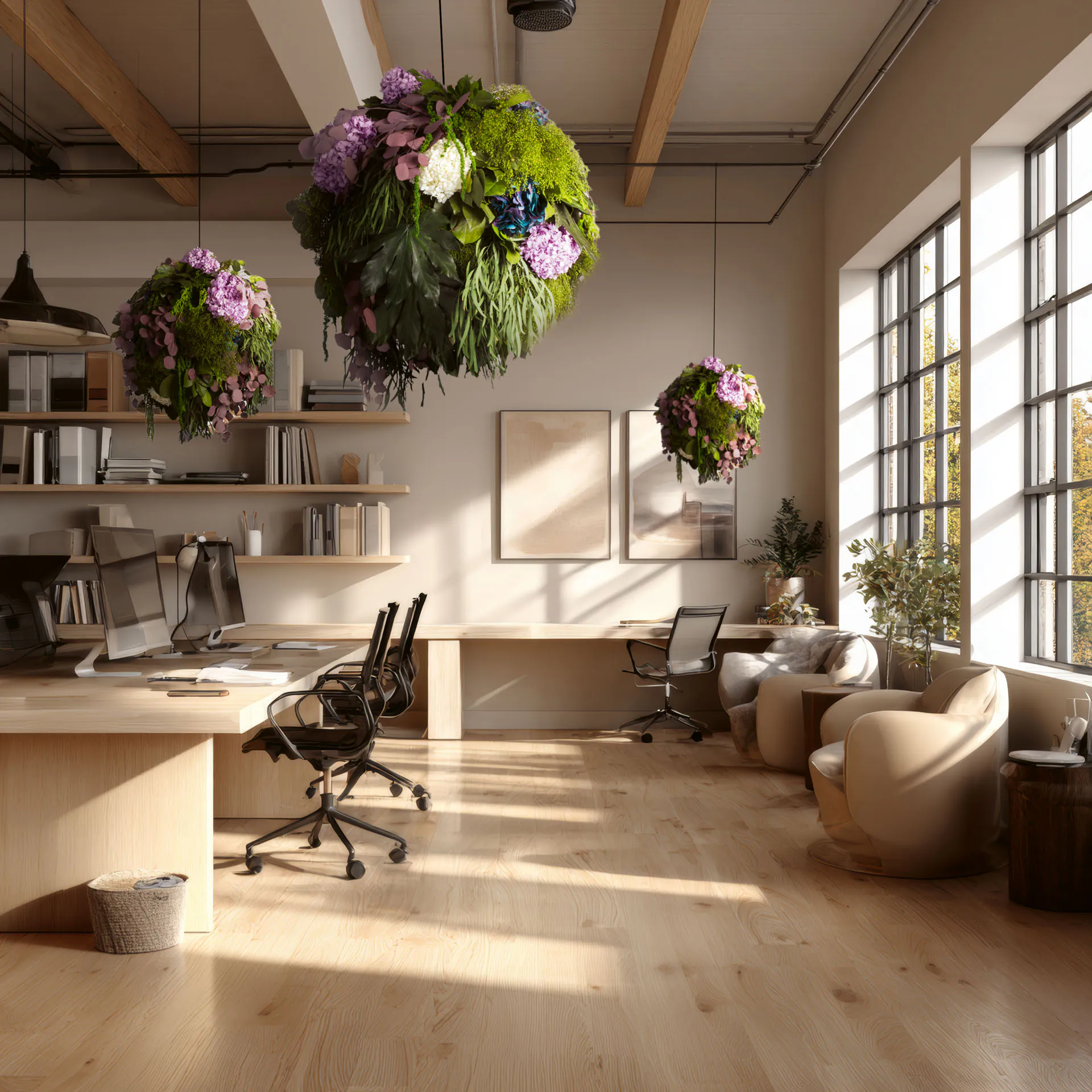 Hanging Garden Büro Deckeninstallation Modern — Deckenbegrünung von MOOSMOOS